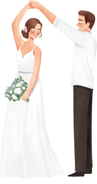 Wedding Couple Dancing Illustration